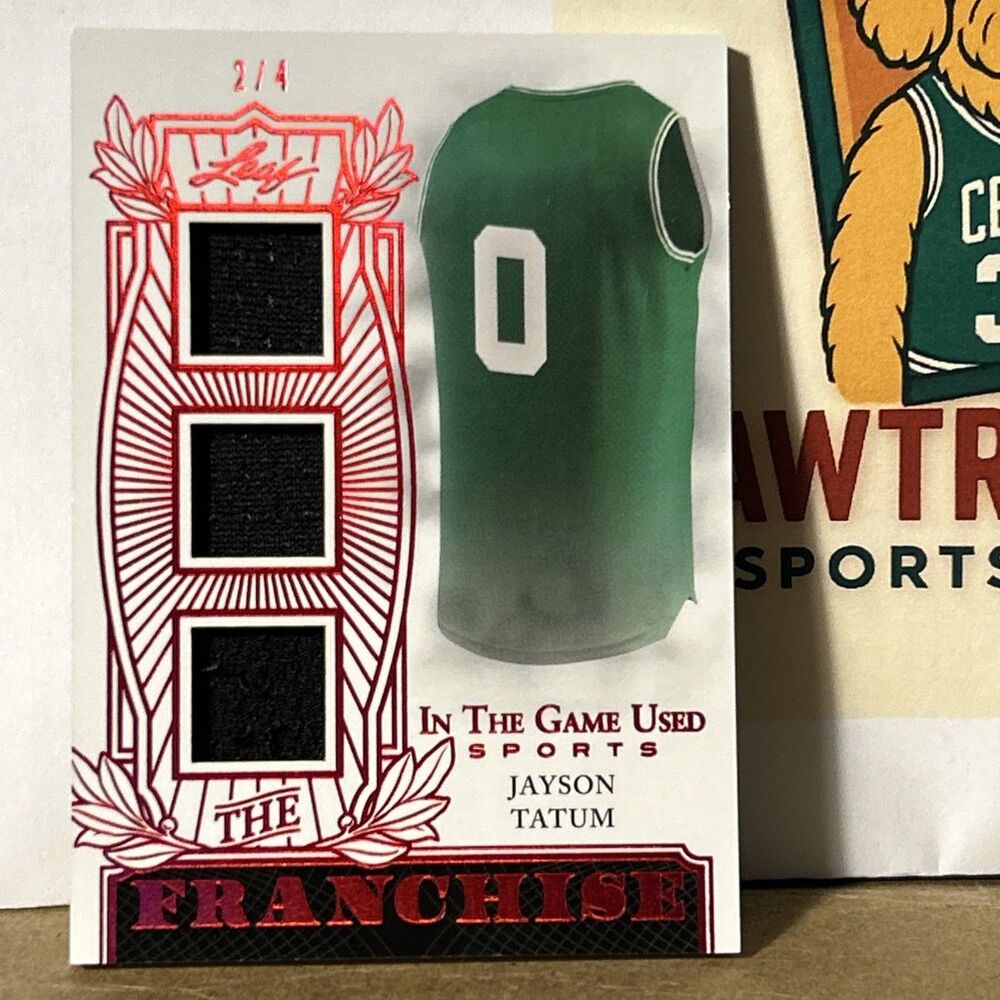 2024 Leaf Jayson Tatum In The Game Used FRANCHISE /4 TRIPLE PATCH JERSEY Celtics